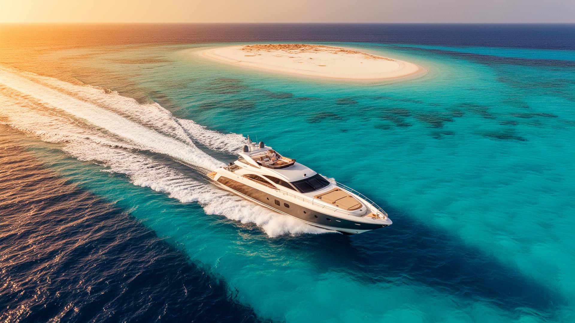 Luxury speedboat on the Red Sea near Hurghada